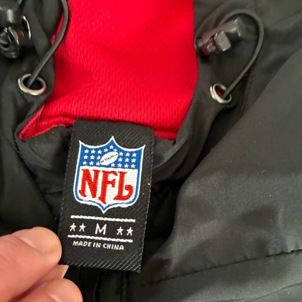 NFL Football Pullover Anorak Hooded Jacket Black Red Logo Men's Medium - Picture 4 of 5